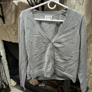 L Elle grey cardigan with crystal details